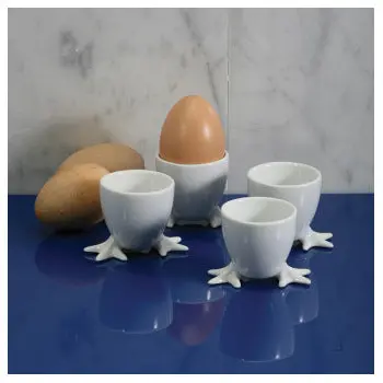 Bia Cordon Bleu White Chicken Foot Egg Cups – Set Of 4 Ceramic Accent Pieces 1