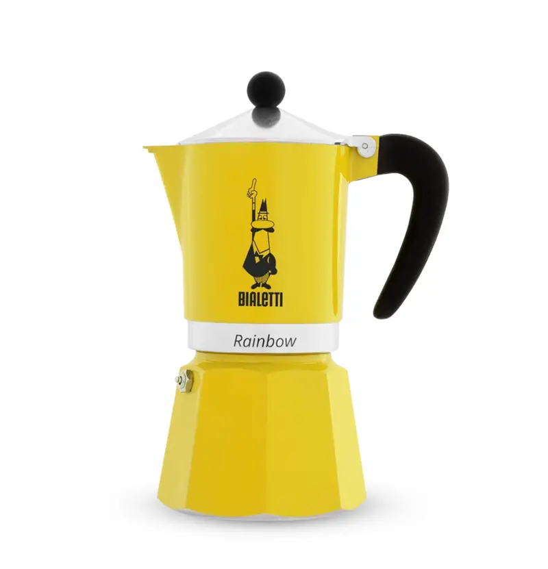 Bialetti Rainbow Moka Pot – 6-Cup, Yellow Finish 1