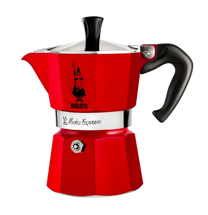Bialetti Red Moka Express 3-Cup Stovetop Coffee Brewer 1