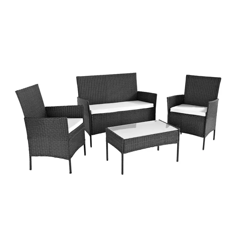 Black 4-Piece Woven Rattan Outdoor Sofa Set – Neo Patio Furniture 1