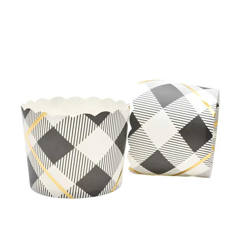 Black-And-White Checkered Mini Muffin Cups – Stylish 10-Pack (Cl014) 1