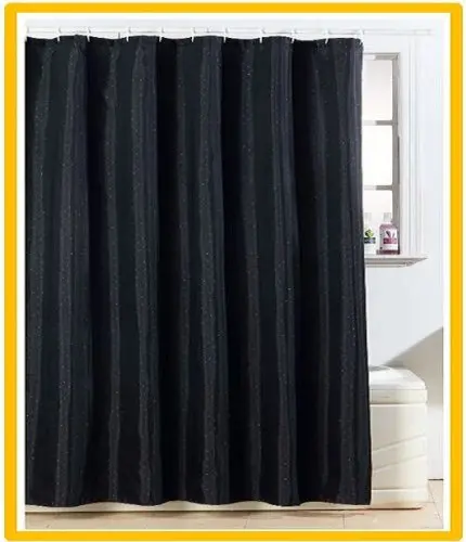 Black Diamanté-Finish Polyester Shower Curtain – Elegant Bathroom Accent 1