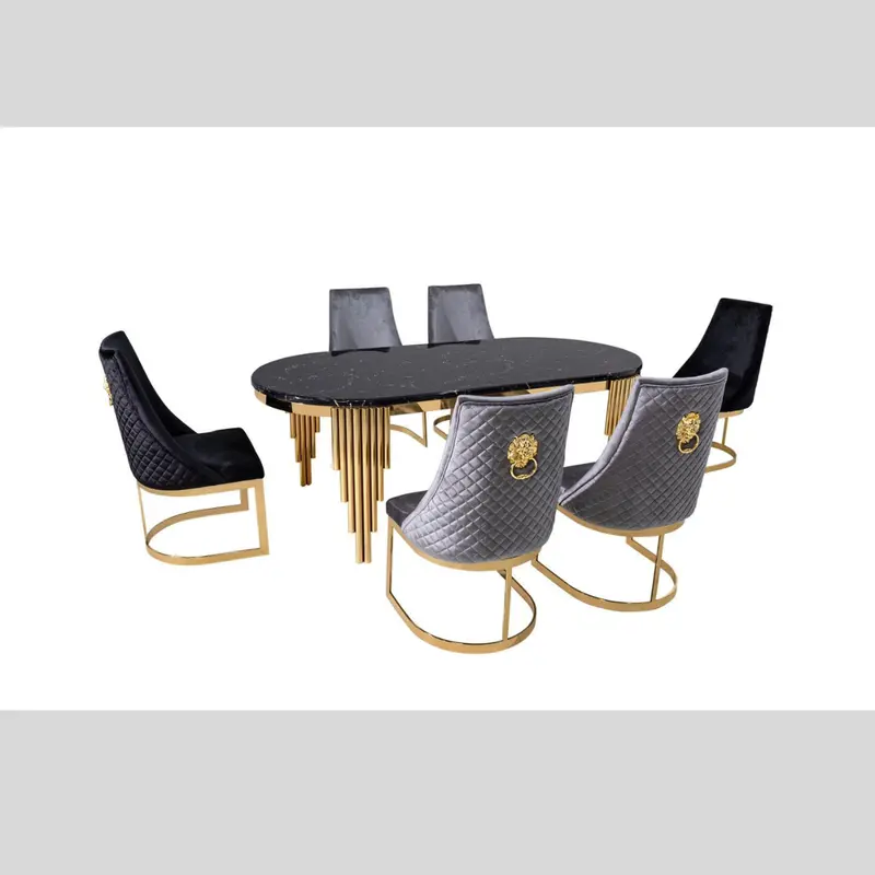 Black Dining Set With Metallic Gold Accents 1