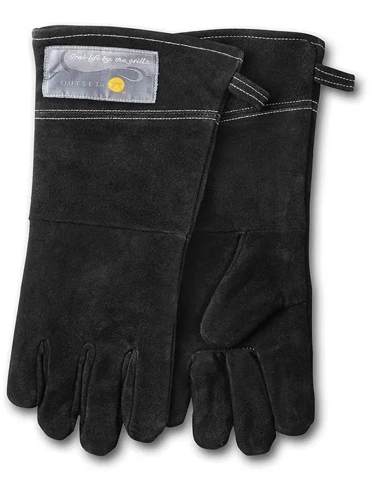 Black Leather Bbq Gloves – Durable Heat-Resistant Pair By Outset 1