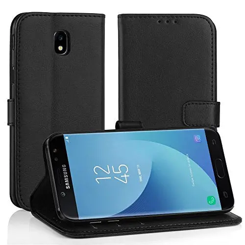 Black Pu Leather Flip Wallet Case For Samsung Galaxy J5 (2017) – Includes Card Slots & Adjustable Stand 1