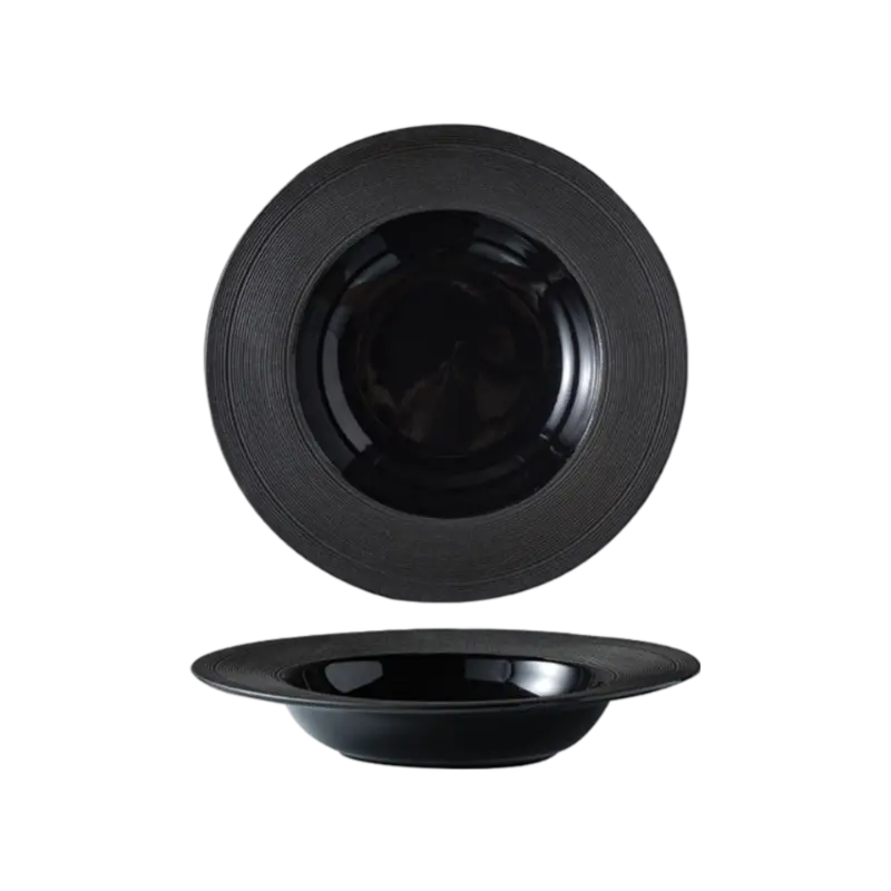 Black Soup Serving Platter – Wide Rim Design 1