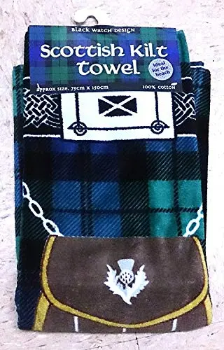 Black Watch Tartan Scottish Kilt Towel – Traditional Highland Design 1