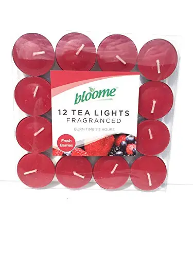 Bloome Fresh Berries Tea Light Candles – Scented 12-Piece Assortment 1