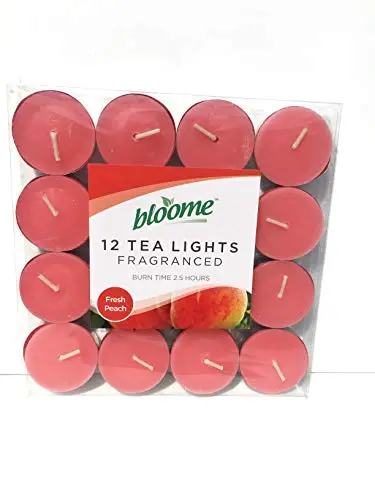 Bloome Fresh Peach Fragranced Tea Light Candles – 12-Pack Scented Mini Candles For Cozy Ambiance And Home Décor 1