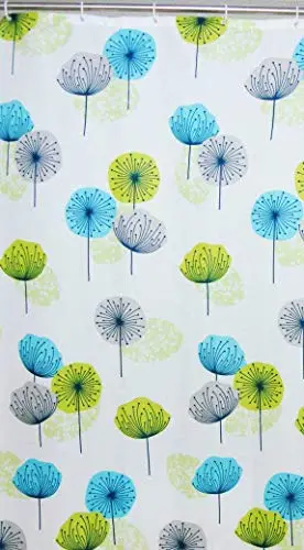 Blue Canyon Luxury Dandelion Shower Curtain – Polyester, Includes 12 Hooks 1