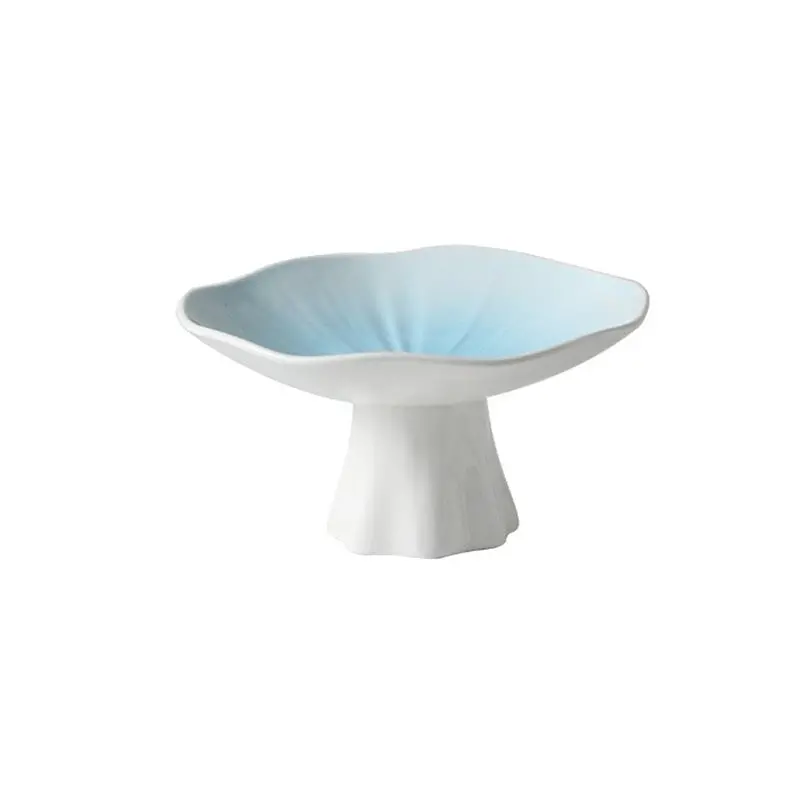 Blue Ceramic Mushroom-Shaped Elevated Serving Plate 3