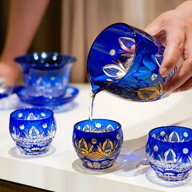 Blue Chrysanthemum Motif Handcrafted Tea Service 1