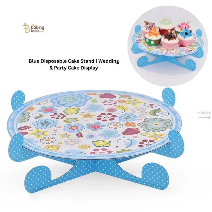 Blue Disposable Cake Stand – 27.3 Cm (10.8 In) Sturdy Display For Weddings & Parties 1