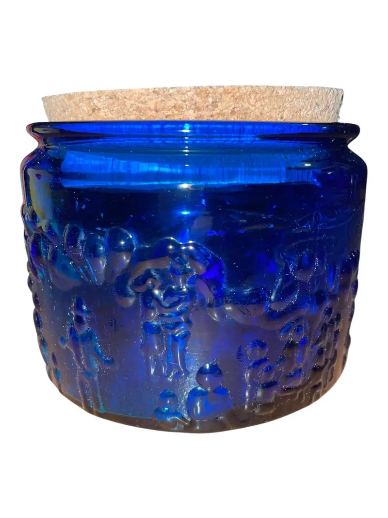 Blue Glass Storage Jar With Natural Cork Lid 1