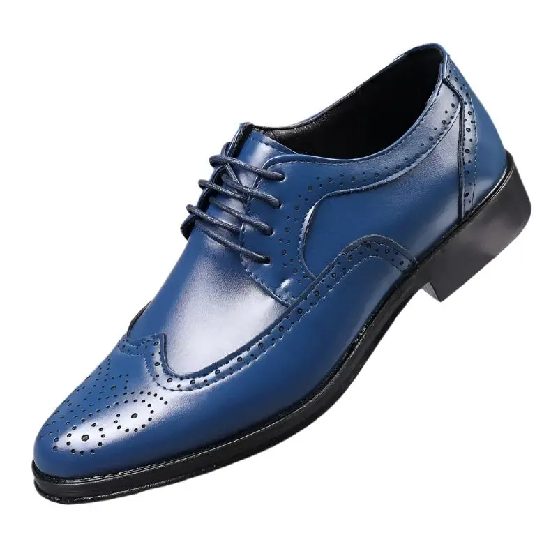 Blue Oxford Brogue Shoes – Polished Leather Formal Footwear 1