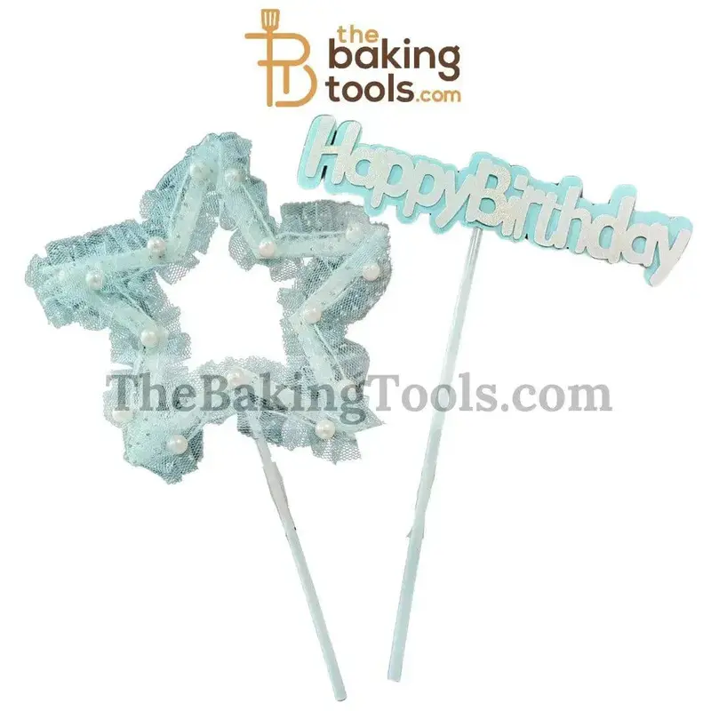 Blue Star-Themed Happy Birthday Cake Topper 1