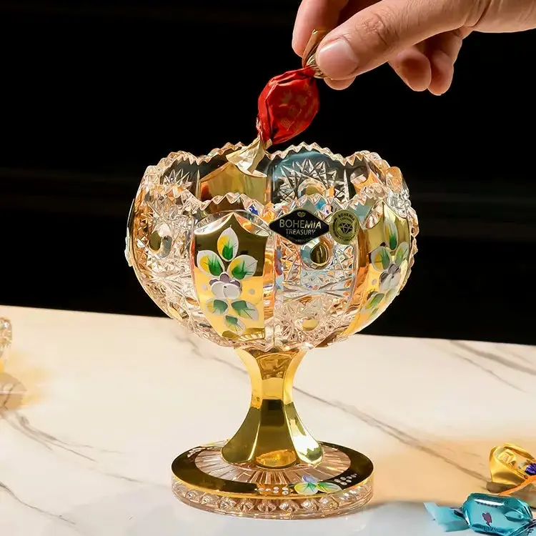 Bohemian Enamel-And-Gold Crystal Candy Dish 1