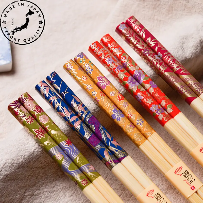 Botanical Bamboo Chopsticks – Handcrafted Japanese Set Of 5 1