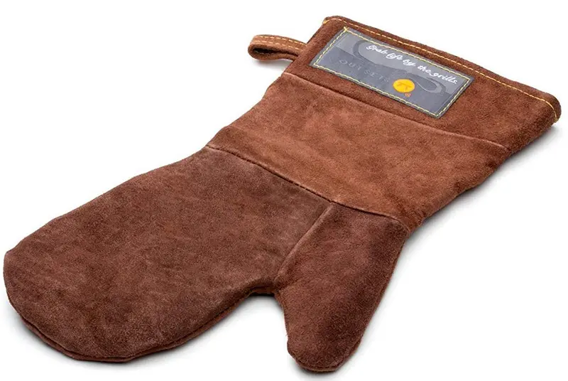 Brown Leather Grill Mitt – Heat-Resistant Cooking Accessory By Outset 1