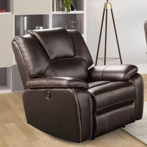 Brown Leather Power Recliner Armchair 1