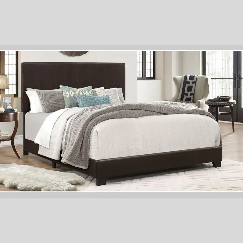 Brown Pu Upholstered Queen Platform Bed – Ramon Model 1
