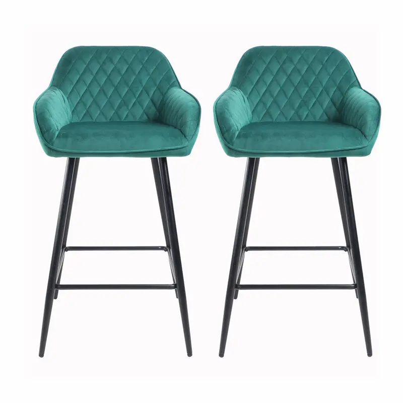 Cannes Green Crushed Velvet Swivel Bar Stool 1