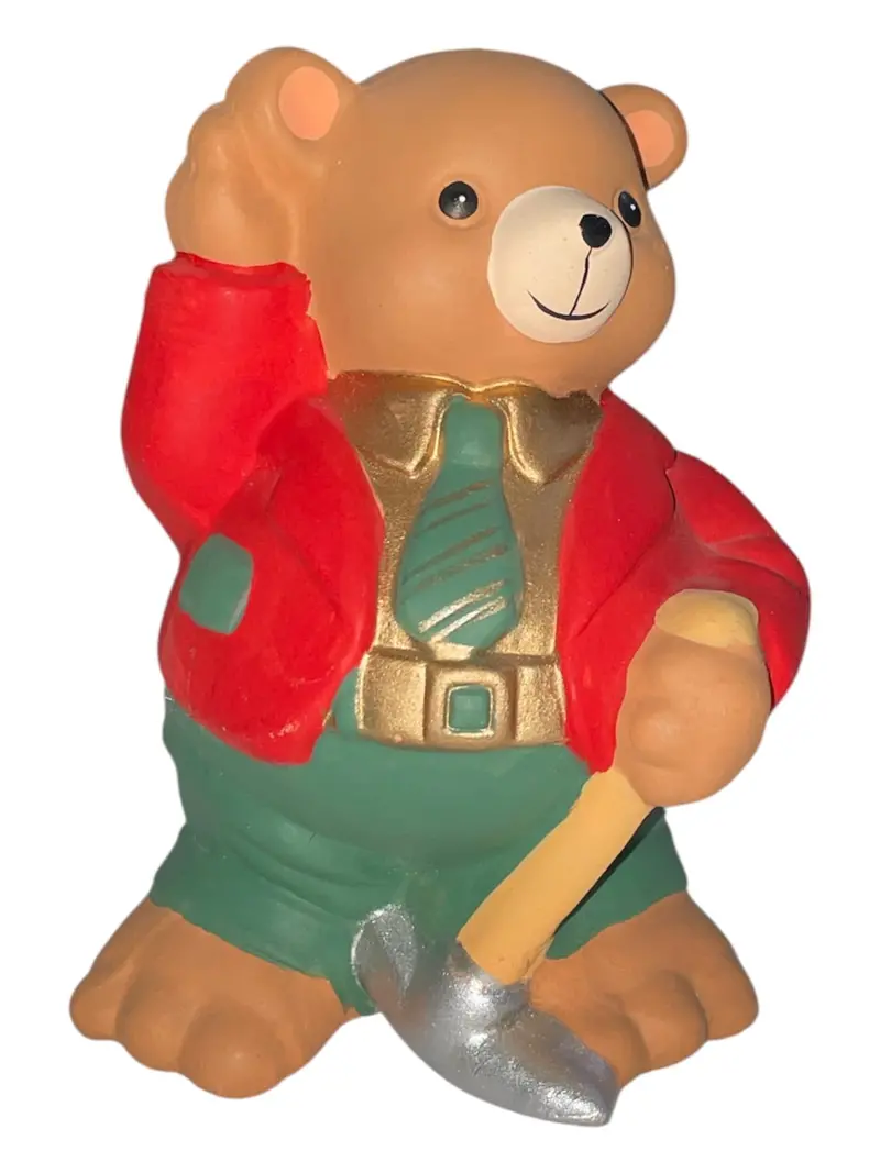 Ceramic Bear Sculpture Holding A Hammer 1