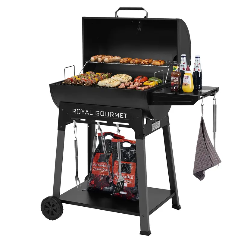 Charcoal Grill And Offset Smoker With Integrated Side Shelf 1