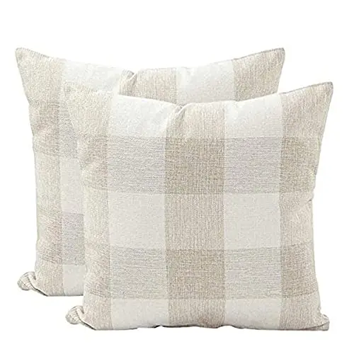 Checked Fluffy Cushion Covers – Pack Of 2 Soft 45 X 45 Cm Pillowcases For Decorative Throw Pillows 1