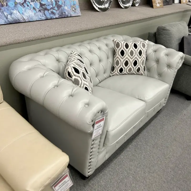 Chenille Leather Loveseat – Floor Model Clearance 1