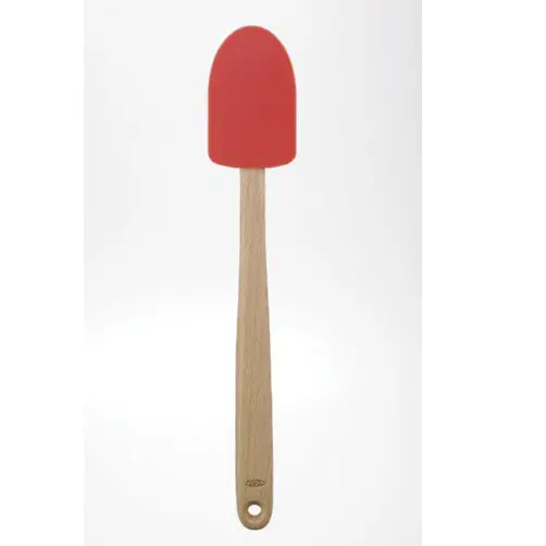 Cherry-Tone Wooden Handle Silicone Spoon Spatula – Nonstick-Friendly Scraper 1