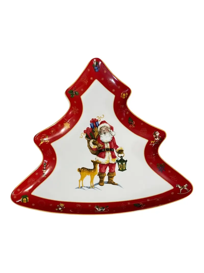 Christmas Tree-Shaped Plate Featuring Santa Claus 1