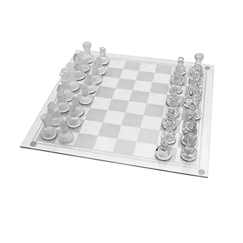 Classic 32-Piece Frosted Glass Chess Set With Traditional Design 1