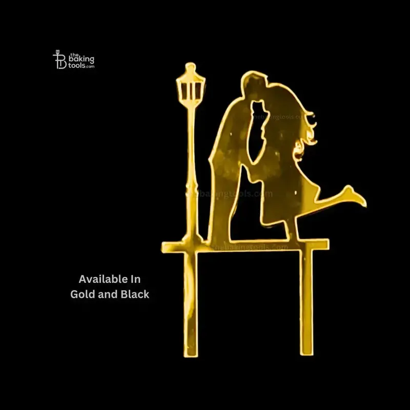 Classic Two-Tone Couple Cake Topper – Gold & Black Acrylic Accent (Cp-038) 1