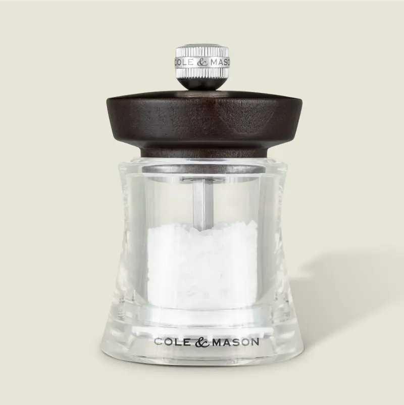 Cole & Mason Holborn Filled Salt Mill – Chocolate Beech With Acrylic, 6" (15 Cm) 1