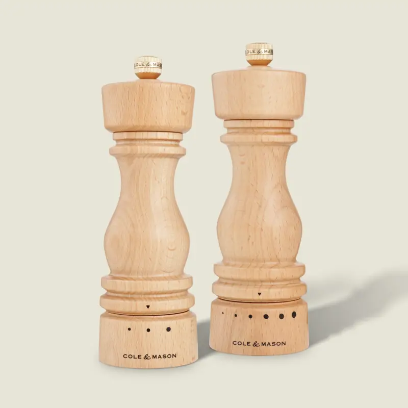 Cole & Mason London Grind Select Salt & Pepper Mill Set – Natural Beech, 7" (18 Cm) 1