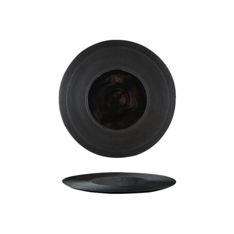 Compact Black Flat Serving Plate – Minimalist Design 1