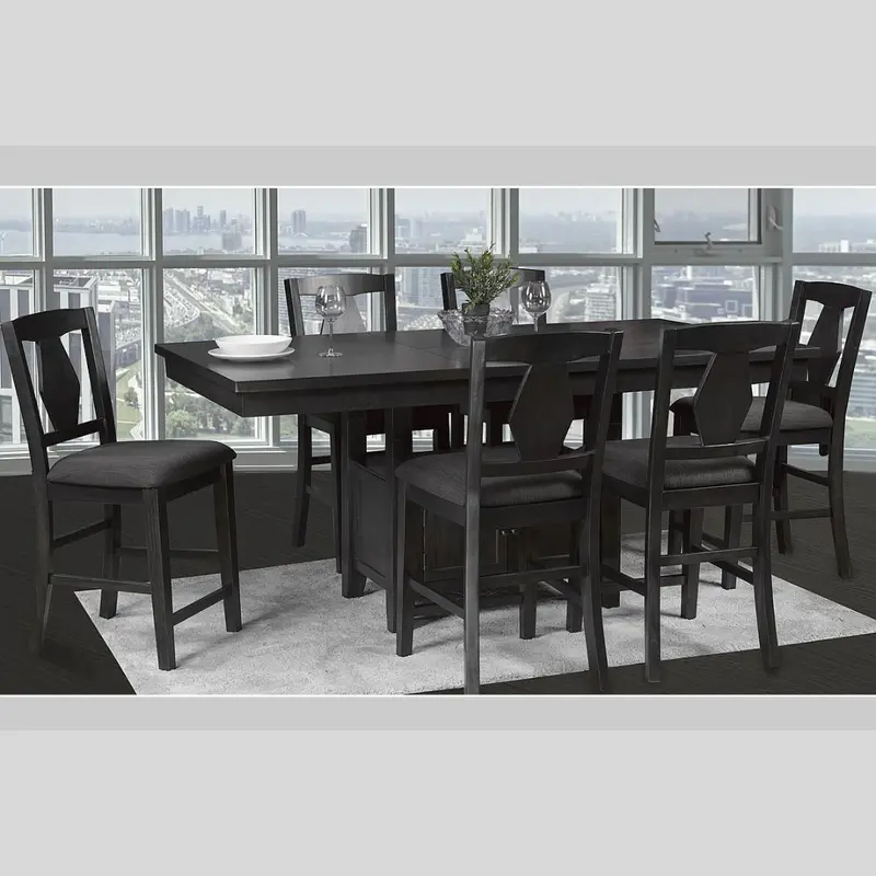 Contemporary Grey Pub Table And Bar Stool Set 1