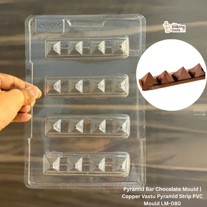 Copper-Finish Pyramid Chocolate Bar Mould – Vastu-Aligned Pvc Strip Mold (Lm-080) 1