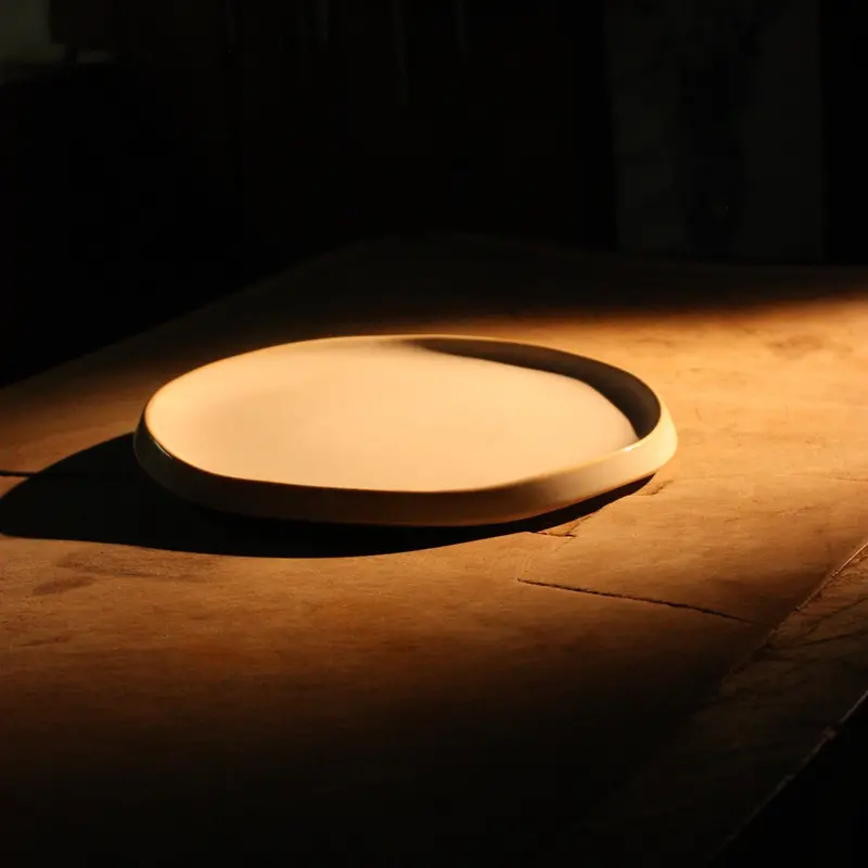 Cream-Colored Porcelain Dinner Plate – Modern Minimalist Tableware 3