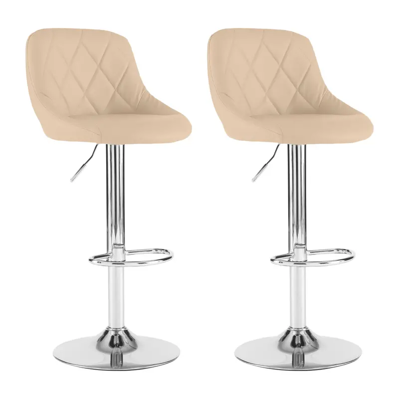 Cream Faux Leather Bar Stool – Sleek Adjustable Seating 1