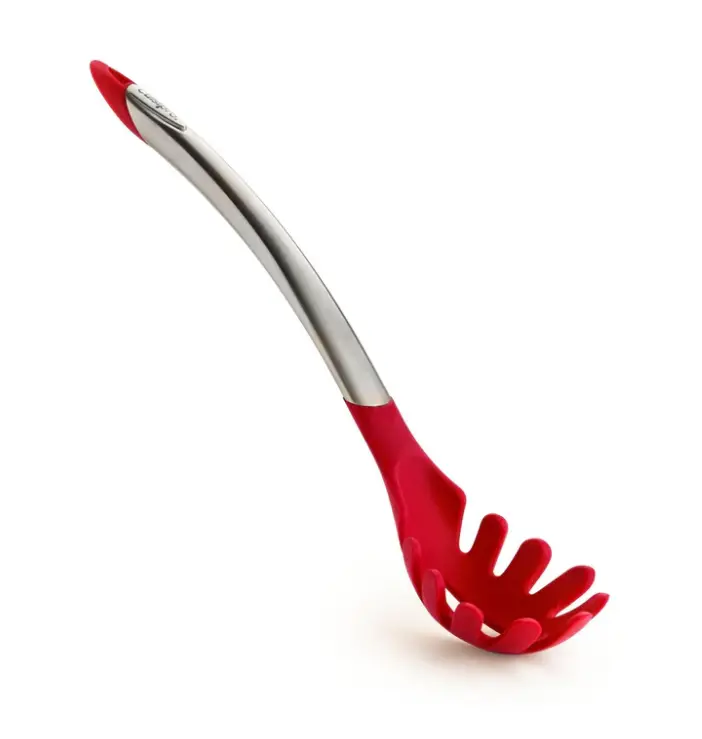 Cuisipro 12.25" Silicone Spaghetti Server – Ergonomic Red Lfgb-Certified Pasta Tool 1