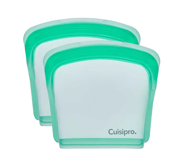 Cuisipro 2-Pack 200Ml Green Reusable Bags – 5.25" X 4.75" Compact Silicone Pouch Set 1