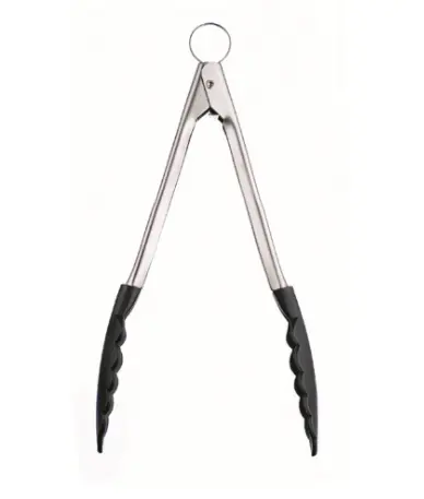 Cuisipro Black Nylon-Coated Locking Tongs – 9.5-Inch (24 Cm), Stainless Steel Handle 1