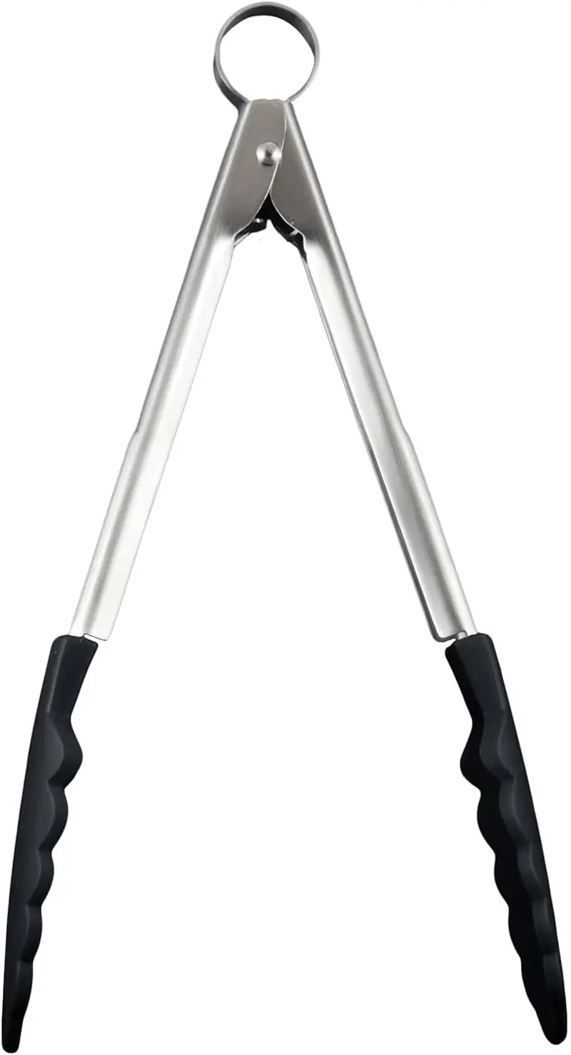 Cuisipro Compact Locking Tongs – 9.5-Inch (24 Cm) – Black Silicone Tips 1