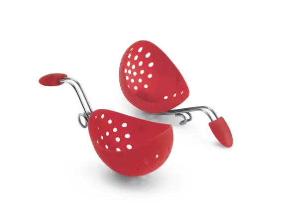 Cuisipro Silicone Egg Poacher Set – 2-Piece Red Heat-Resistant Cups 1