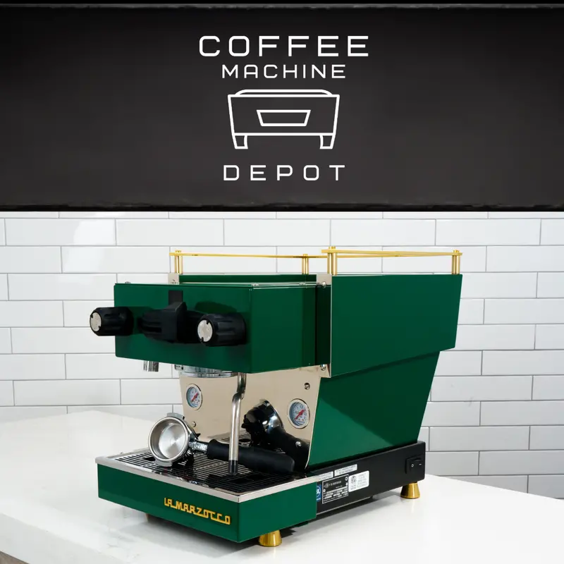 Custom La Marzocco Linea Mini R Home Espresso Machine In Hunter Green & Brass 1
