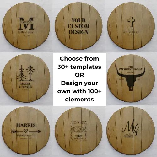 Custom Planed-Finish Bourbon Barrel Wedding Guest Book — 21" Diameter 1