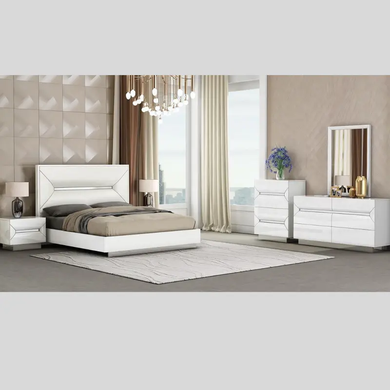 Cypress Leather Upholstered Platform Bed Set 1