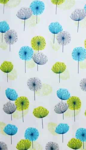 Dandelion-Print Polyester Shower Curtain In Lime Green & Blue – 180 X 180 Cm With Integrated Hooks 1